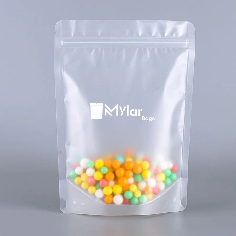 thumbnail image 2 of Multi-Color Matte Clear Mylar Stand Up Zipper Bags With Tear Notch - Various Sizes 2 of 6